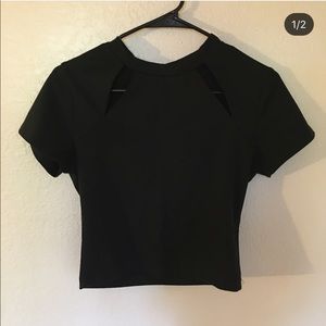 Cotton On black crop top with stylish cutouts